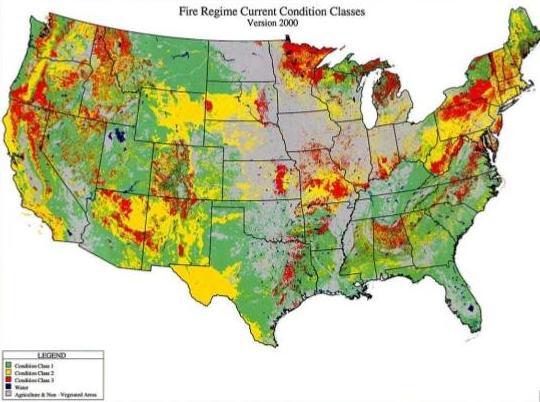 Fire regime current classes map from 2002. 